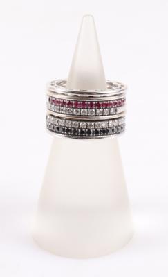 Brillant Rubin Ring-Set 8-teilig - Schmuck und Uhren