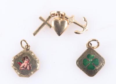 3 Anhänger "Glücksklee, Schutzengel  &  Glaube, Liebe  &  Hoffnung - Schmuck und Uhren