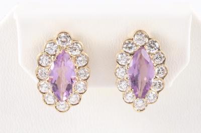 Brillant Amethyst Ohrsteckclips zus. ca. 2,40 ct - Gioielli e orologi