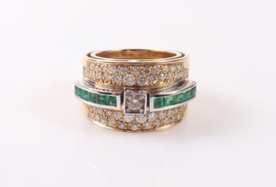 Brillant Smaragdring zus. ca. 1,50 ct - Schmuck und Uhren