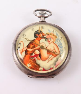 Tavannes Watch Co. Taschenuhr mit erotischer Darstellung 1. Hälfte 20. Jhdt. - Jewellery and watches