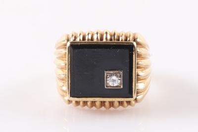 Onyx Ring mit Brillant - Klenoty a Hodinky