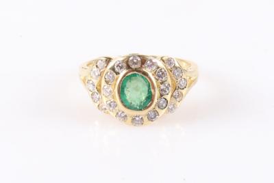 Smaragd (beh.) Brillant Damenring - Jewellery and watches