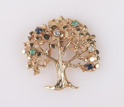 Brillant Farbstein Anhänger "Lebensbaum" - Autumn auction jewellery and watches