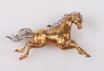 Diamantbrosche "Pferd" - Autumn auction jewellery and watches