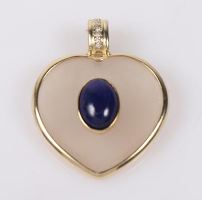 Großer Brillant Lapis Lazuli (beh.) Herzanhänger - Autumn auction jewellery and watches