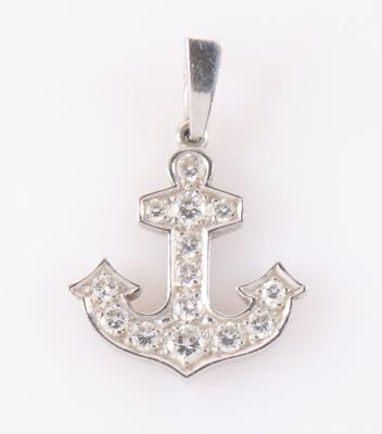 Brillant Anhänger "Anker" zus. ca. 0,90 ct - Schmuck und Uhren