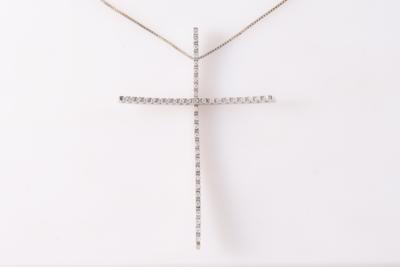 Brillant Collier zus. ca. 0,45 ct "Kreuz" - Schmuck und Uhren