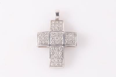 Brillant Kreuzanhänger zus. ca. 1,00 ct - Schmuck und Uhren