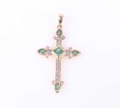 Diamant Smaragd Kreuz - Schmuck und Uhren