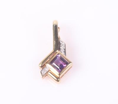 Moderner Amethyst Diamant Anhänger - Schmuck und Uhren