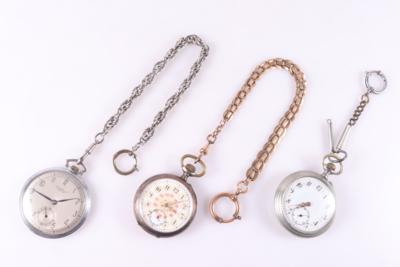 Konvolut Taschenuhren (3)  &  Uhrketten (3) zus. (6) - Jewellery and watches
