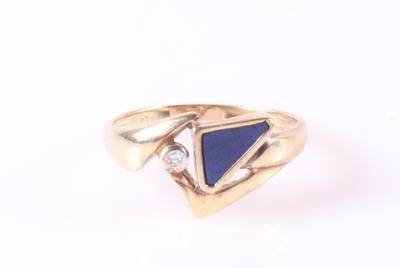 Lapis Lazuli (beh.) Diamant Damenring - Schmuck und Uhren