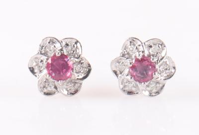 Rubin Diamant Ohrstecker "Blüten" - Gioielli e orologi