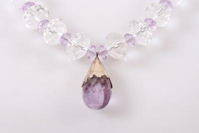 Bergkristall Collier mit Amethyst Anhänger - Jewellery and watches