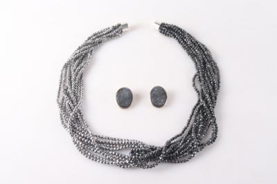 1 Hämatit Collier/2 Achat Ohrclipse (beh.) (3) - Schmuck und Uhren