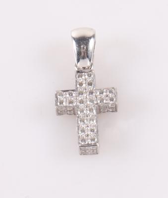 Brillant Kreuzanhänger zus. ca. 0,80 ct - Klenoty a Hodinky