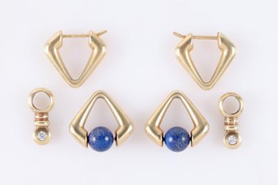 Lapis Lazuli (beh.) Ohrgehänge plus Gehängeteile (4) - Schmuck und Uhren