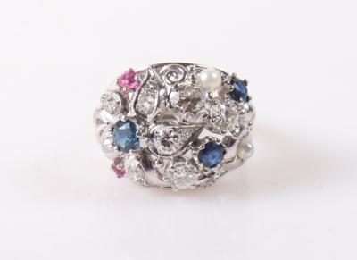 Altschliffbrillant/Diamant ring zus. ca.1,80 ct "Blumen" - Gioielli e orologi