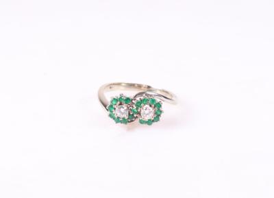 Brillant Smaragd Damenring "Blumen" - Gioielli e orologi