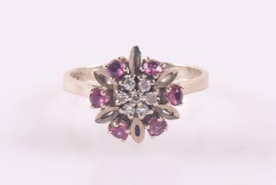 Diamant Rubin Damenring "Blume" - Jewellery and watches