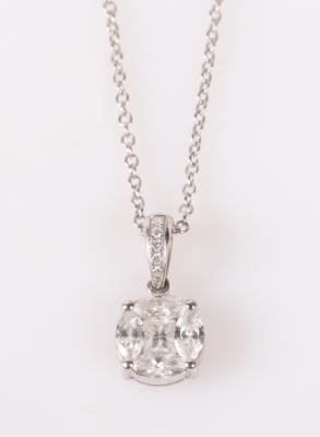 Brillant/Diamant Anhänger zus. ca. 0,95 ct, an Halskette"Wagner" - Klenoty a Hodinky