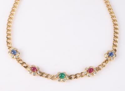 Brillant Farbstein Collier "Blumen" - Jewellery and watches