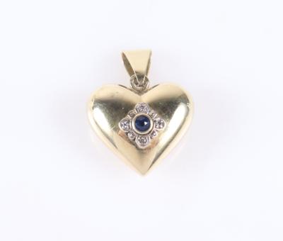 Saphir Diamant Anhänger "Herz" - Klenoty a Hodinky