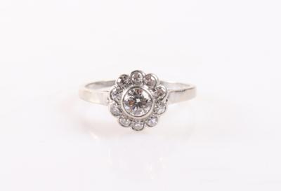 Brillant/Diamant Damenring "Blume" zus. ca. 0,60 ct - Klenoty a Hodinky