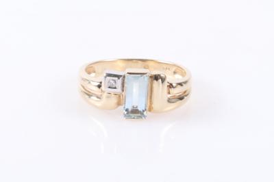 Aquamarin Diamant Damenring - Klenoty a Hodinky