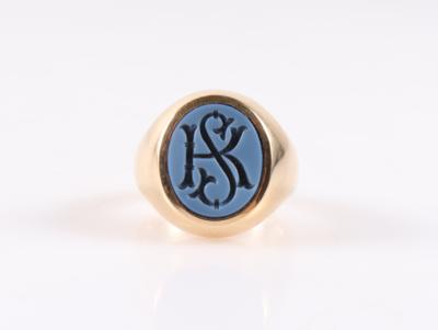 Massiver Lagenstein Monogramm Ring "K. S./S. K." - Schmuck und Uhren