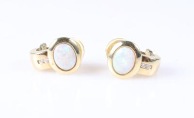 Opal Brillant Ohrclips - Herbstauktion Schmuck und Uhren