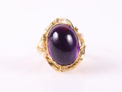 Design Amethyst Kulturperlen Damenring - Klenoty a Hodinky