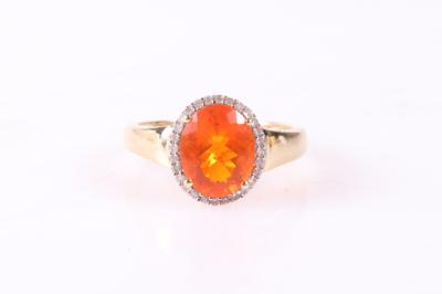 Feueropal Diamant Damenring - Klenoty a Hodinky