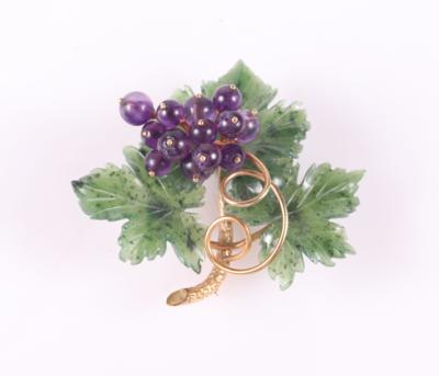 Schmuckstein Brosche "Weinrebe" - Schmuck und Uhren