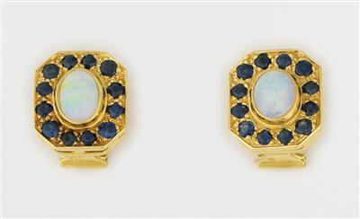 Opal Saphir Ohrclips - Art and Antiques, Jewellery