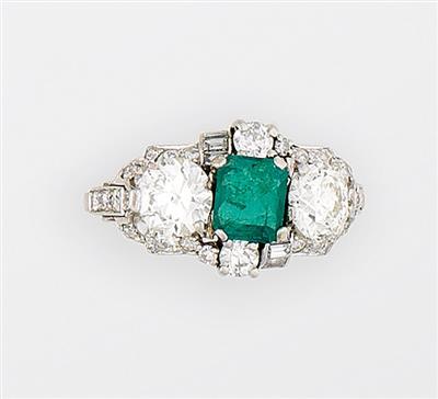 Brillant Diamant Smaragd Damenring - Gioielli