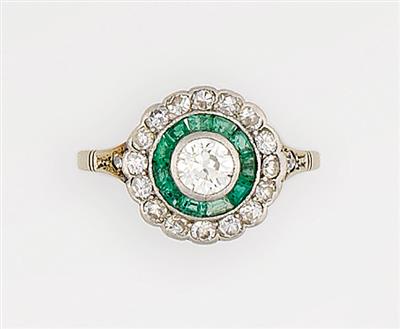 Diamant Smaragd Damenring - Gioielli