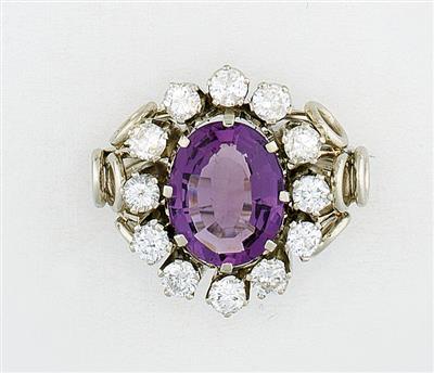 Amethyst Brillant Damenring - Gioielli