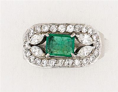 Brillant Diamant Smaragd Damenring - Klenoty