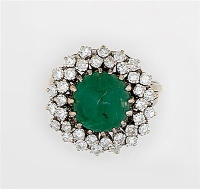 Smaragd Diamant Damenring - Schmuck