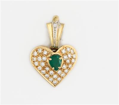 Smaragd Brillant Herzanhänger - Jewellery