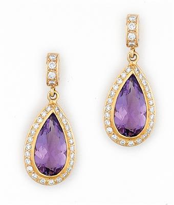 Amethyst Brillant Ohrsteckgehänge - Klenoty