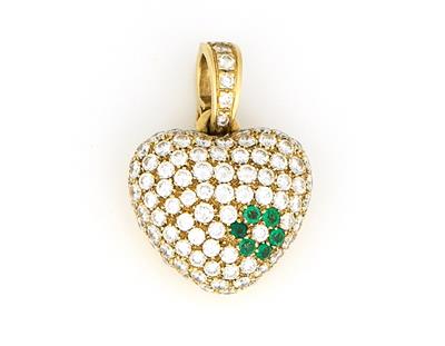 Brillant Smaragd Herzanhänger - Jewellery