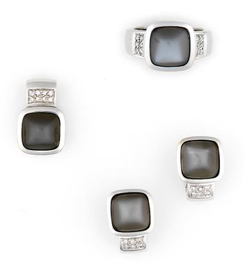 Diamant Mondstein Damenschmuckgarnitur - Schmuck und Uhren