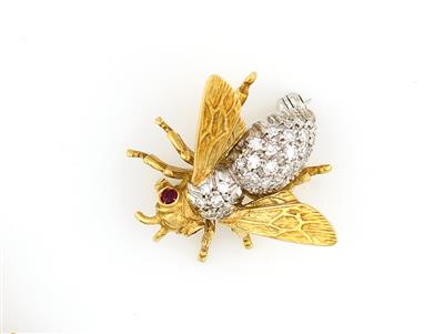 Diamant Rubin Brosche "Fliege" - Klenoty a náramkové