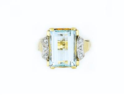 Aquamarin Diamant Damenring - Jewellery and watches