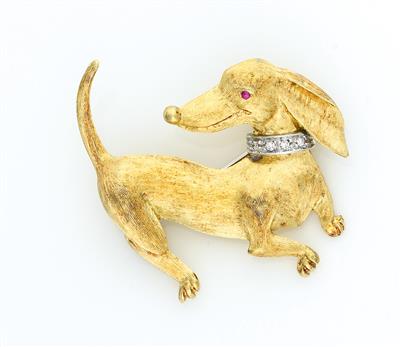 Diamant Brosche "Hund" - Jewellery and watches