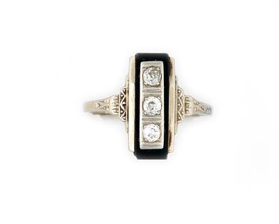 Diamant Onyx Damenring - Schmuck und Uhren