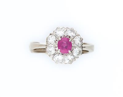 Brillant Damenring pinker Saphir - Schmuck und Uhren